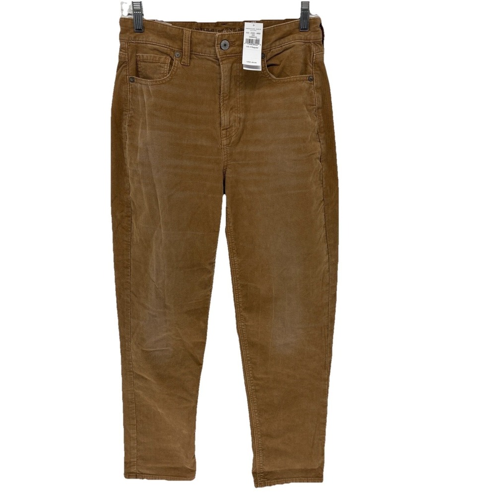 New American Eagle Tan Corduroy Stretch Pants Slim Straight Women 4 29X28